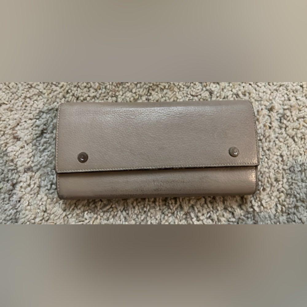 CELINE beige & red long snap wallet